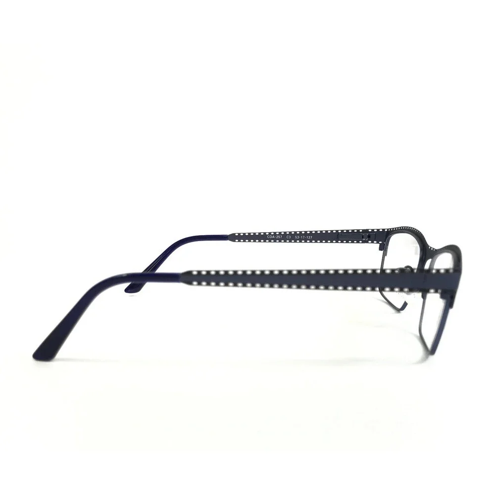 Cote D'azur Eyeglasses Frames CDA-257 C3 Navy Blue Rectangle Full Rim 53-17-137